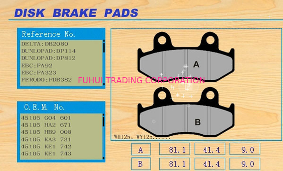Hiçbir toz kalıntı özel motosiklet fren diskleri, brake pad WH125 / WY125