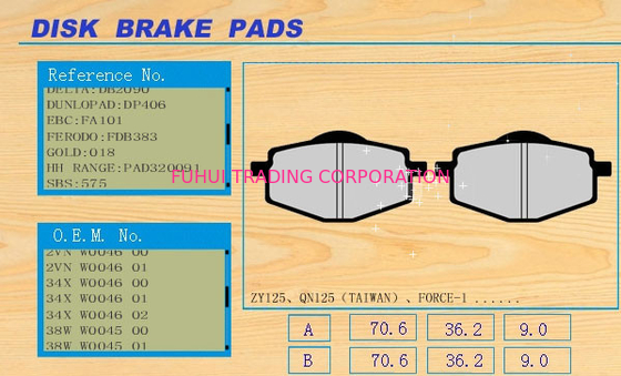 İyi termal durgunluk motosiklet disk frenler Pad ZY125 / QN125(TAIWAN) force-1